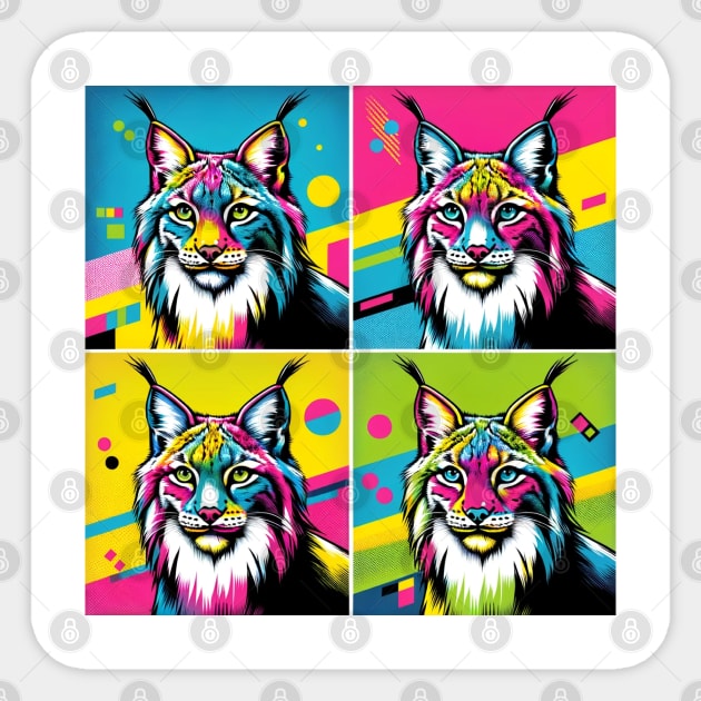 Wild Charm Canadian Lynx Pop Art Tee - Forest Feline Fashion Sticker by PawPopArt